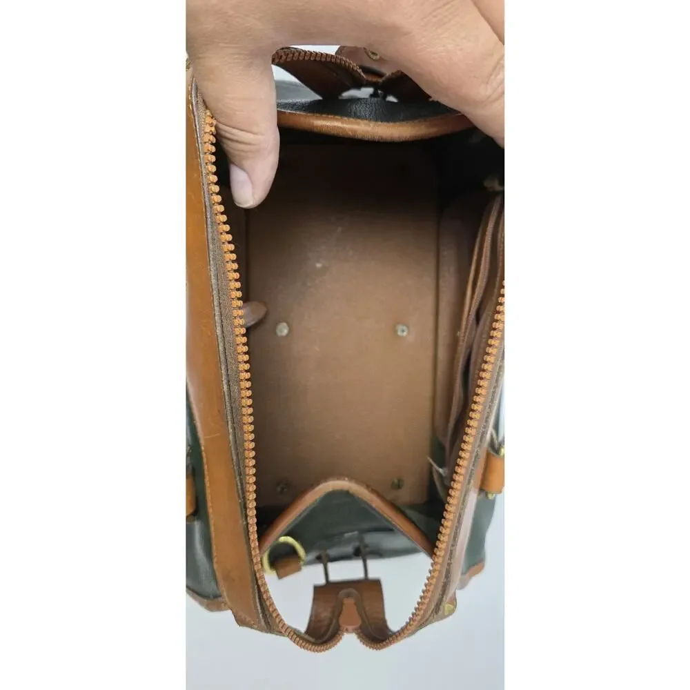 Dooney & Bourke Vintage‎ AWL Leather Gladstone Satchel Green and British tan